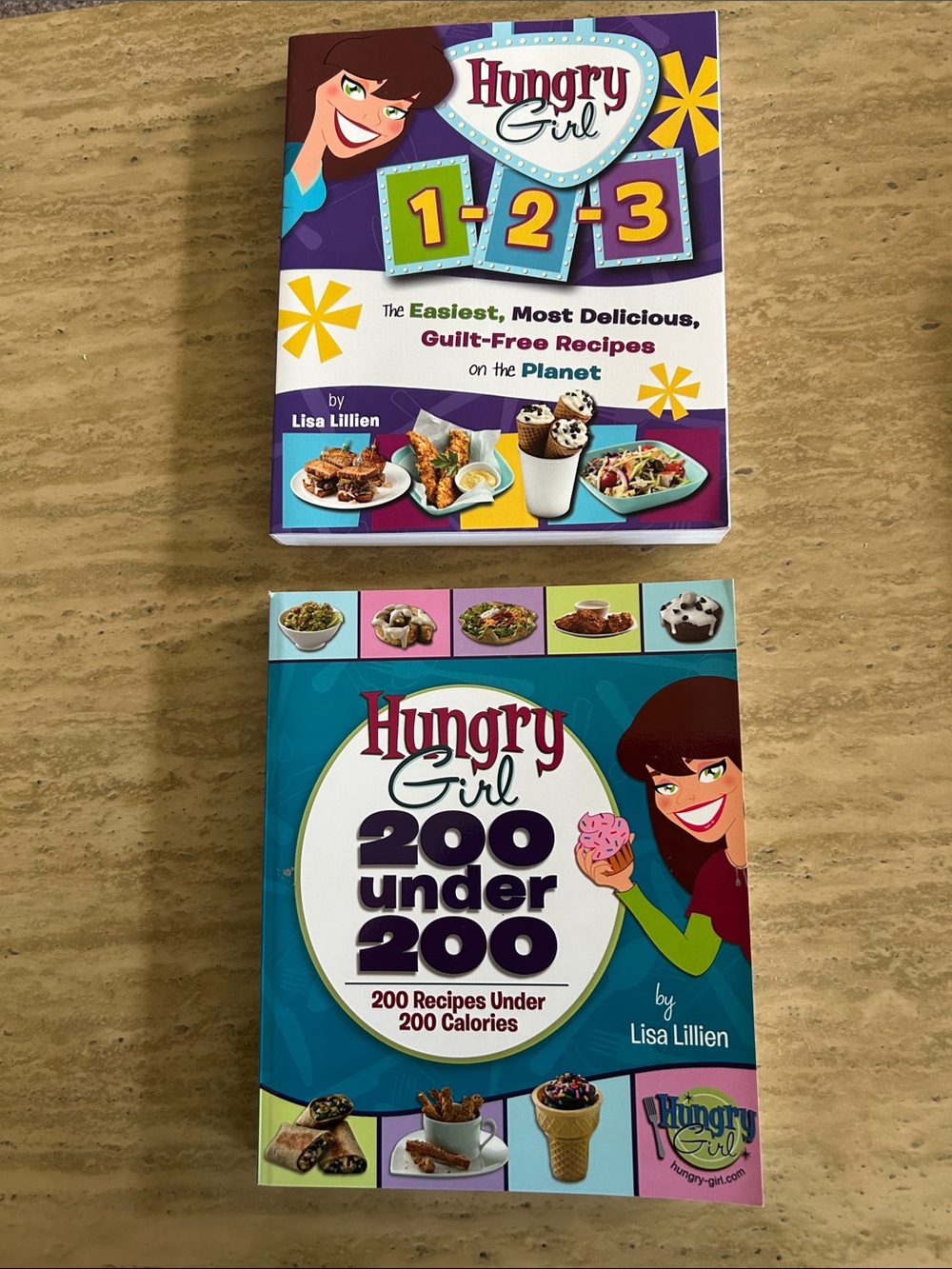 Hungry Girl 200 Under 200 & 1-2-3 Cookbook Set - Lisa Lillien - Teal/Purple